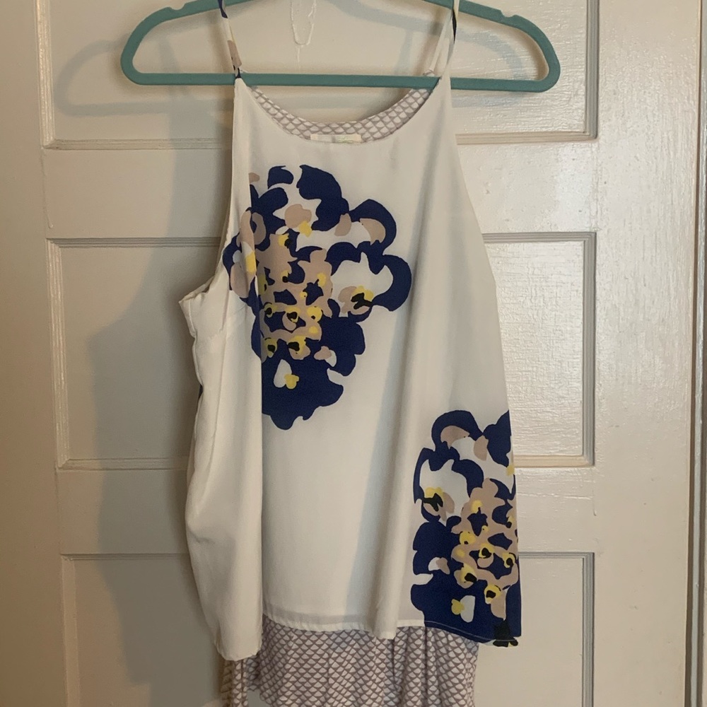 Anthropologie Porridge floral layered swing tank